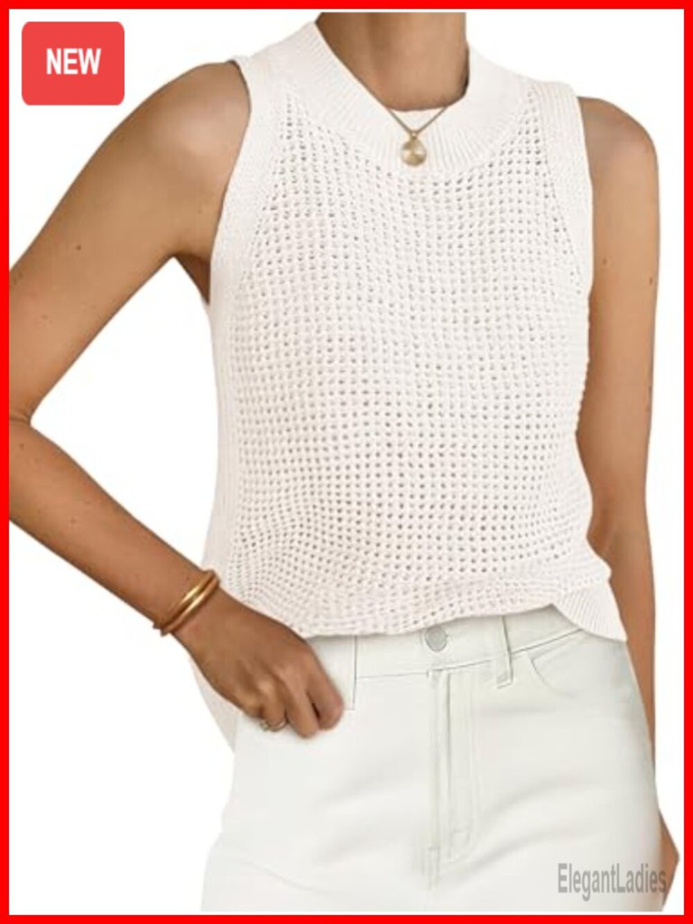 Womens Crochet Tank Top Sleeveless Knit Sweater Halter Neck Summer Beach Coverup